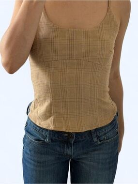 H&M Tan Plaid Scoop-Neck Camisole